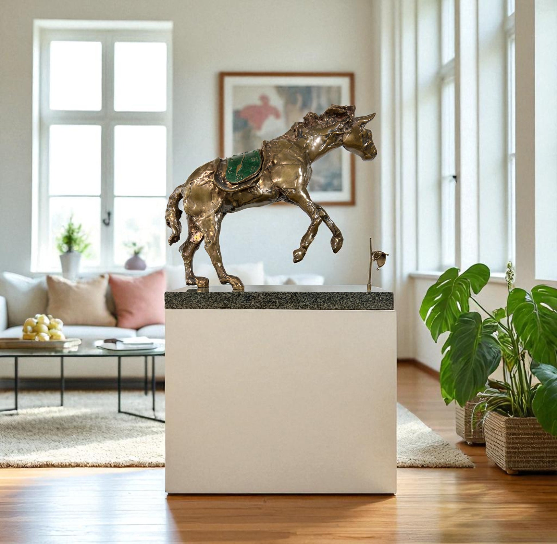 Horse saddled with time - Salvador Dali Skulptur Bronzu