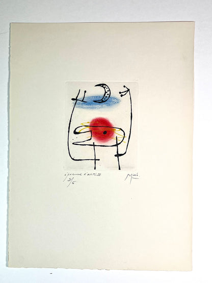 Joan Miró original Farb-Radierung La Bague d’Aurore EA Nr. 3 von 6 signiert rotes Motiv